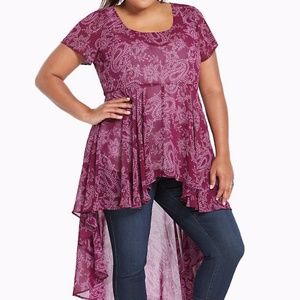 Purple Paisley High Low Top